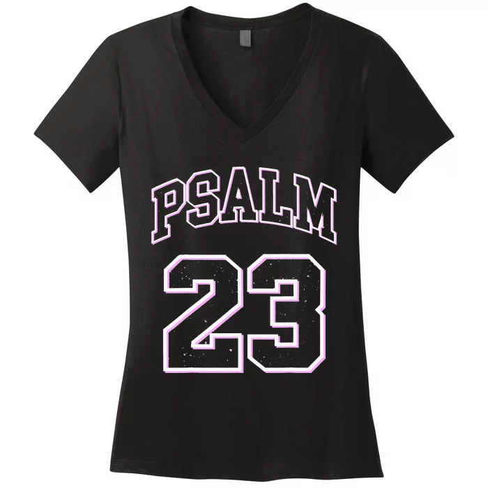 Psalm 23 Retro Sneakerhead Christian Bible Jesus Women's V-Neck T-Shirt