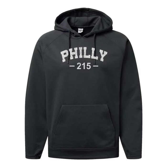 Philly 215 Retro Vintage Shirt Gift Wos Performance Fleece Hoodie