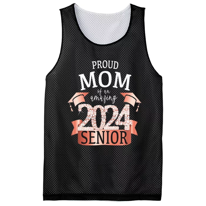 Proud 2024 Senior Mom I Elegant Rose Celebration Outfit Mesh Reversible Basketball Jersey Tank