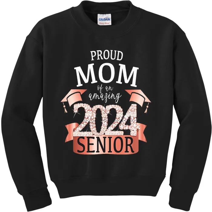 Proud 2024 Senior Mom I Elegant Rose Celebration Outfit Kids Sweatshirt