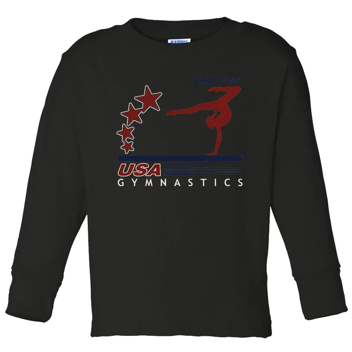 Paris 2024 T.E.A.M U.S.A Gymnastics Support Toddler Long Sleeve Shirt