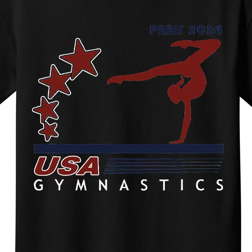 Paris 2024 T.E.A.M U.S.A Gymnastics Support Kids T-Shirt