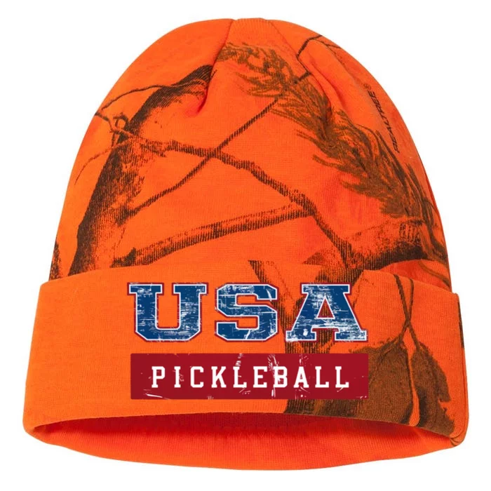 Pickleball 2024 Us Flag Patriotic American Sports Fan Usa Funny Gift Kati - 12in Camo Beanie