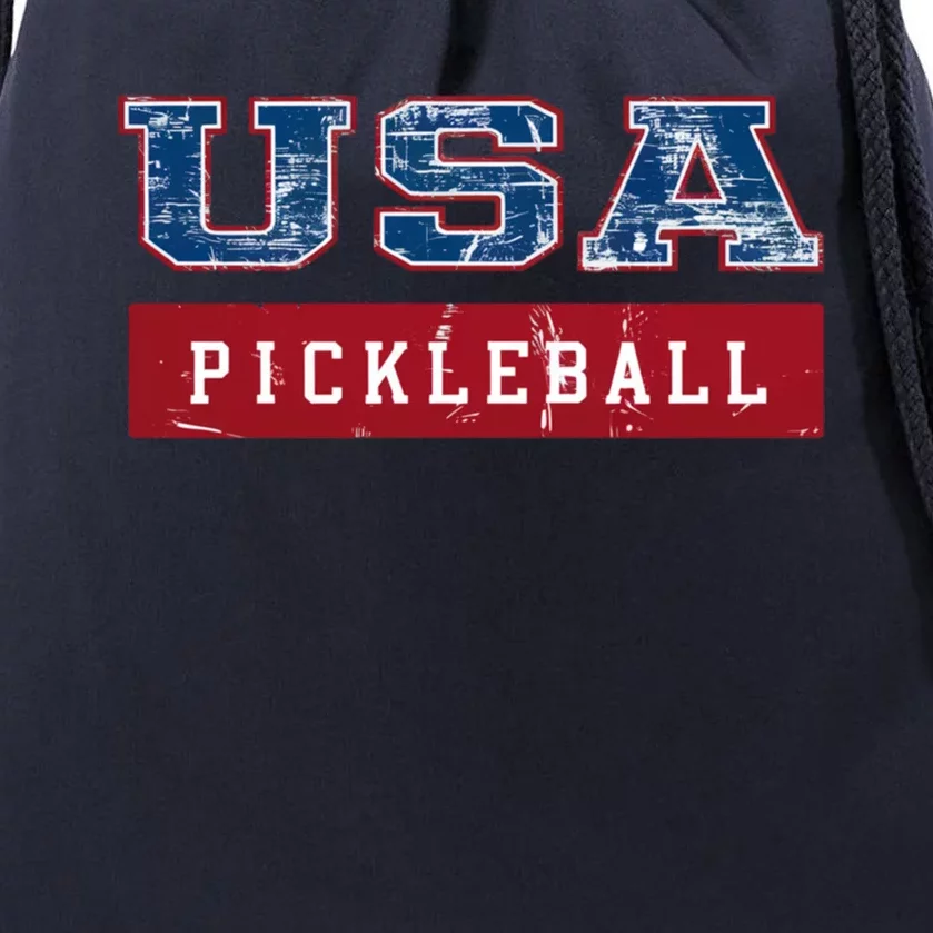 Pickleball 2024 Us Flag Patriotic American Sports Fan Usa Funny Gift Drawstring Bag