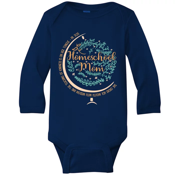 PR 31:26 Christian Homeschool Mom Baby Long Sleeve Bodysuit