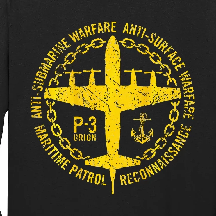 P 3 Orion Antisubmarine Warfare Patrol Military Aircraft Tall Long Sleeve T-Shirt