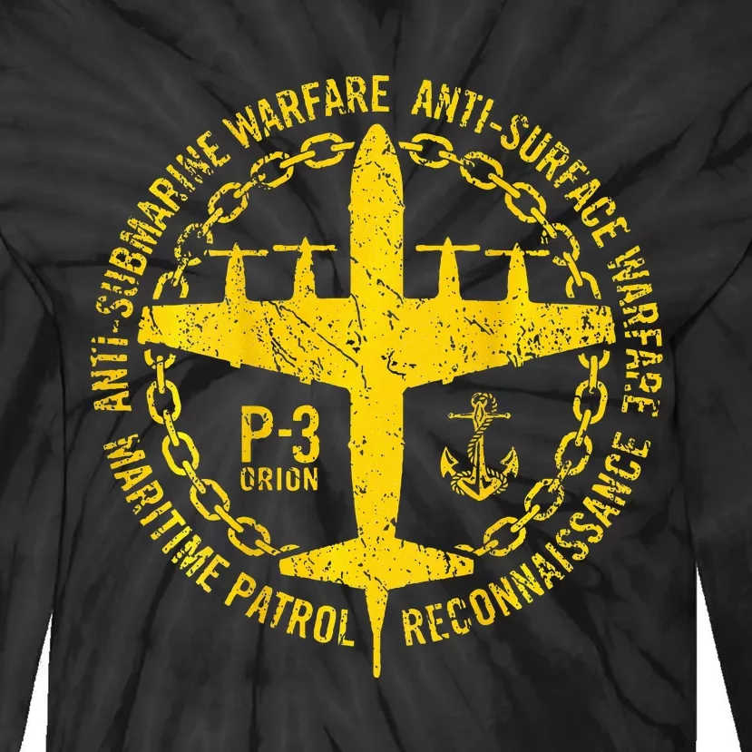 P 3 Orion Antisubmarine Warfare Patrol Military Aircraft Tie-Dye Long Sleeve Shirt