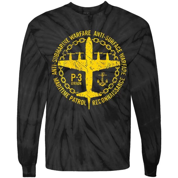 P 3 Orion Antisubmarine Warfare Patrol Military Aircraft Tie-Dye Long Sleeve Shirt