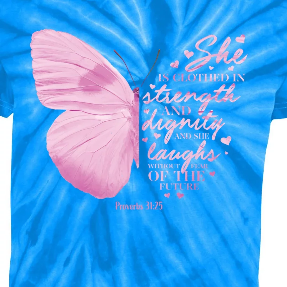 Proverbs 31 Worship Scripture Verse Gift Her Mom Great Gift Kids Tie-Dye T-Shirt