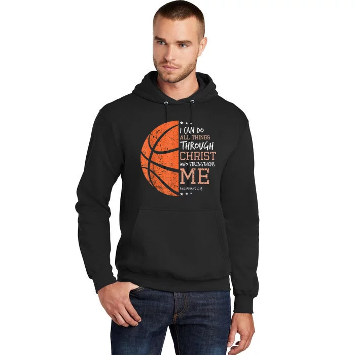 Philippians 4 13 I Can Do All Things Christian Basketball Tall Hoodie