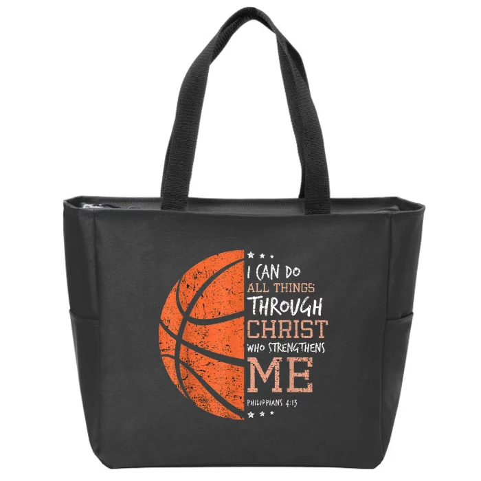 Philippians 4 13 I Can Do All Things Christian Basketball Zip Tote Bag