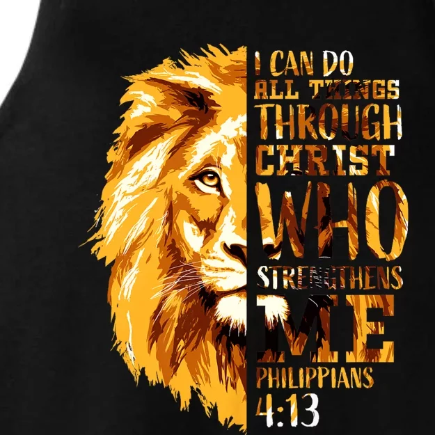 Philippians 4 13 I Can Do All Things Through Christ Who Strengthens Me Lion Ladies Tri-Blend Wicking Tank