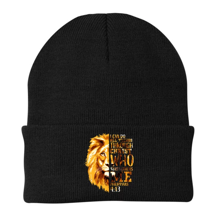 Philippians 4 13 I Can Do All Things Through Christ Who Strengthens Me Lion Knit Cap Winter Beanie