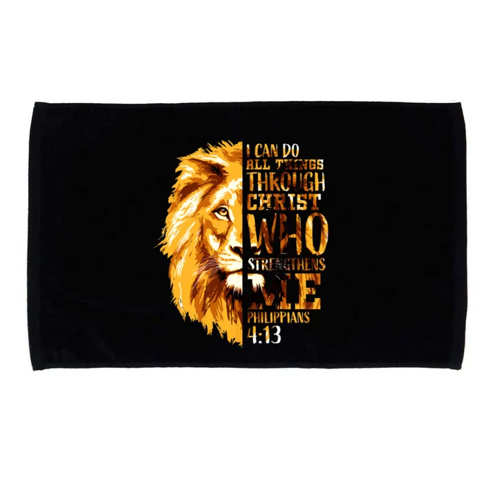 Philippians 4 13 I Can Do All Things Through Christ Who Strengthens Me Lion Microfiber Hand Towel