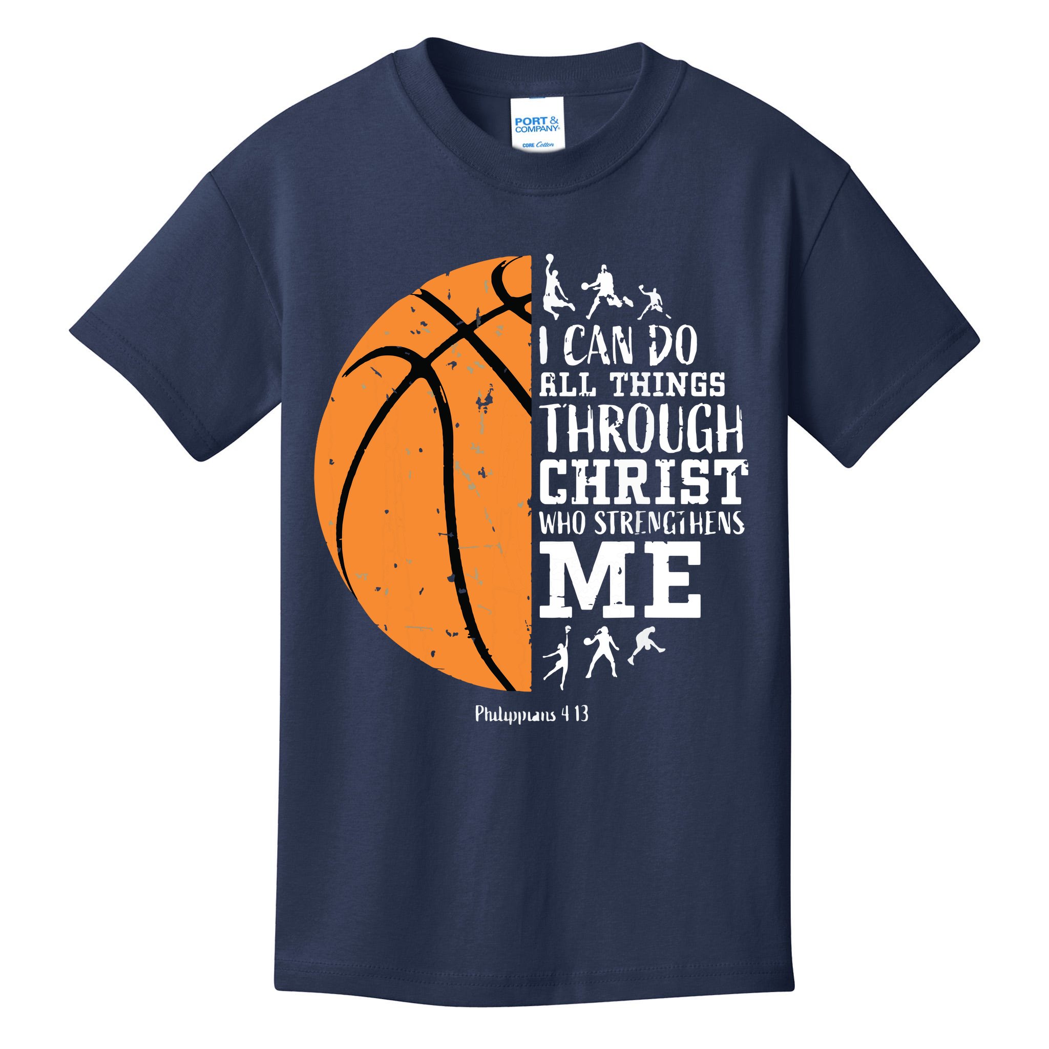Philippians 4 13 I Can Do All Things Christian Basketball Kids T-Shirt ...