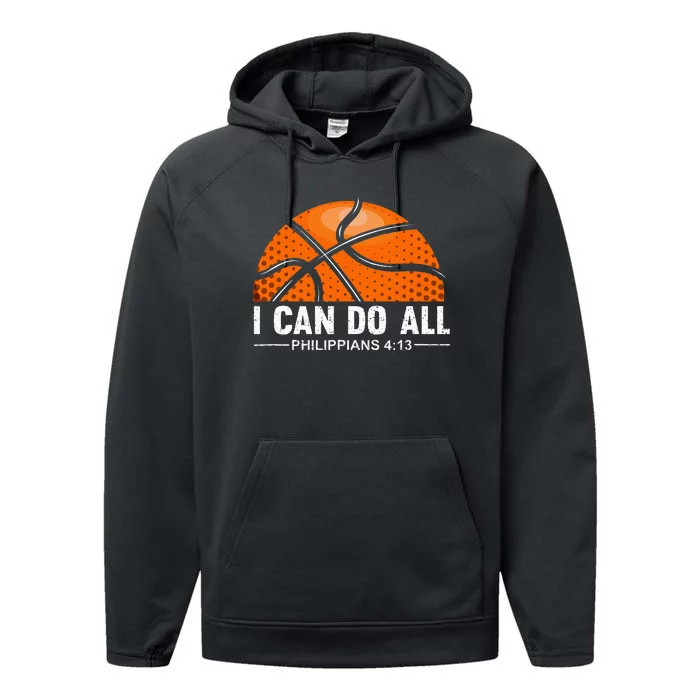 Philippians 4 13 I Can Do All Things Christian Basketball Performance Fleece Hoodie