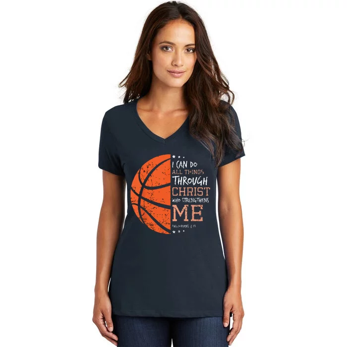 Philippians 4 13 I Can Do All Things Christian Basketball Women's V-Neck T-Shirt