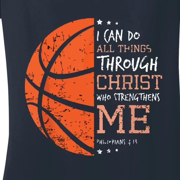 Philippians 4 13 I Can Do All Things Christian Basketball Women's V-Neck T-Shirt