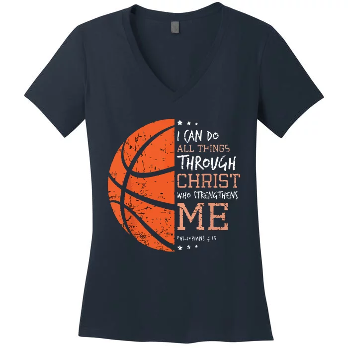 Philippians 4 13 I Can Do All Things Christian Basketball Women's V-Neck T-Shirt