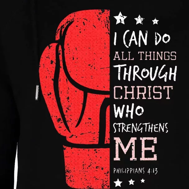 Philippians 4 13 I Can Do All Things Christian Boxing Womens Funnel Neck Pullover Hood