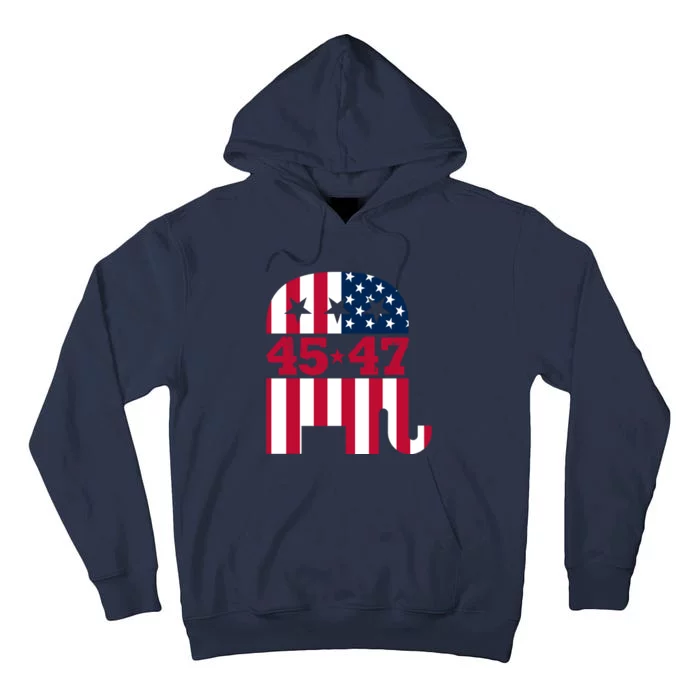 Pro 45 47 Trump 2024 American Flag Tall Hoodie