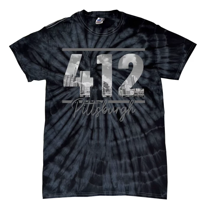 Pittsburgh 412 Area Code Skyline Pennsylvania Vintage Tie-Dye T-Shirt