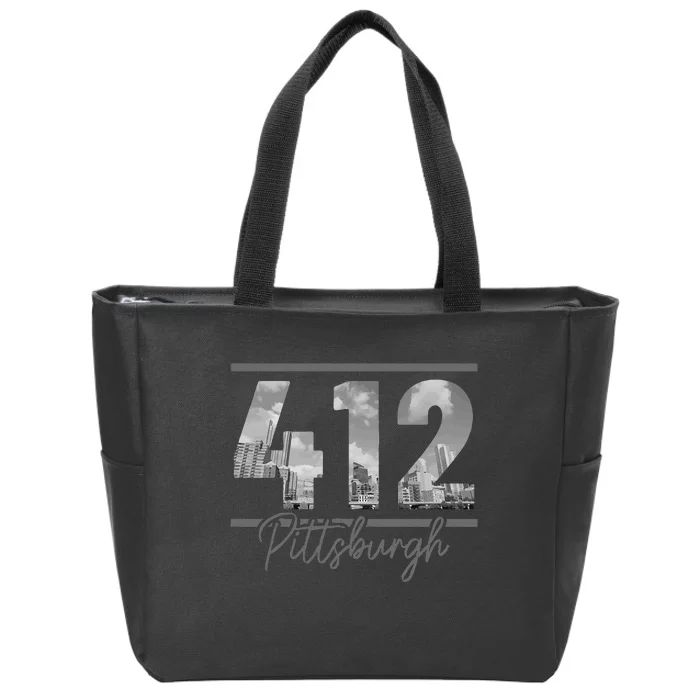 Pittsburgh 412 Area Code Skyline Pennsylvania Vintage Zip Tote Bag