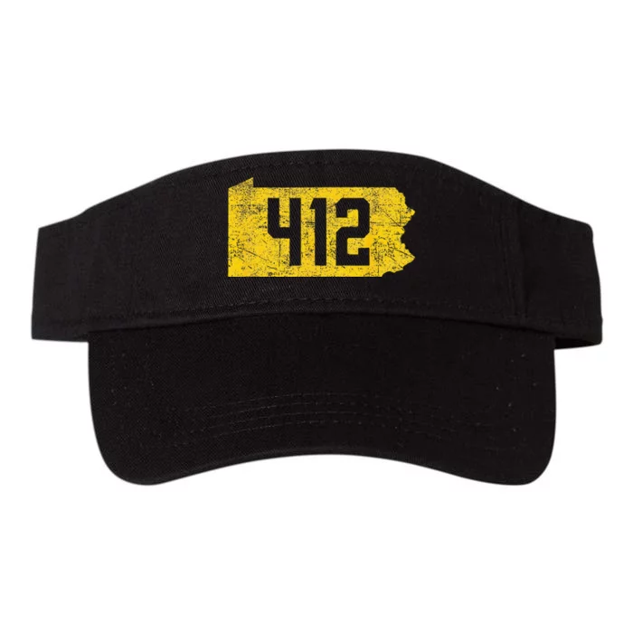 Pittsburgh 412 Area Code Yinzer Retro Souvenir Valucap Bio-Washed Visor