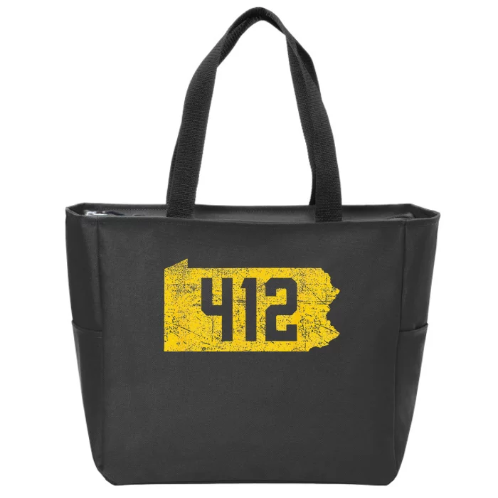 Pittsburgh 412 Area Code Yinzer Retro Souvenir Zip Tote Bag