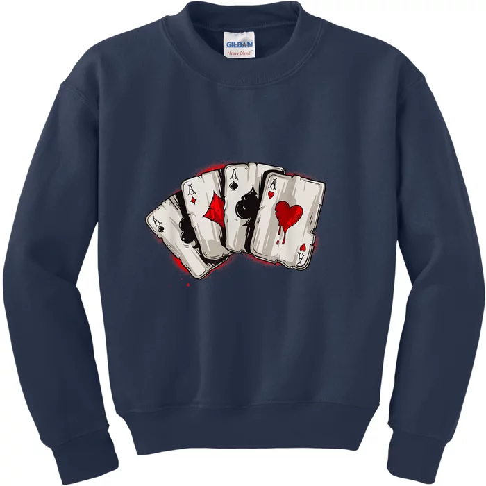 Poker 4 Aces Stud Hands Lucky Souvenir Las Vegas Kids Sweatshirt