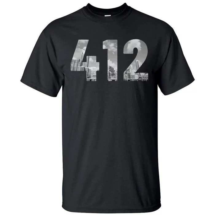 Pittsburgh 412 Area Code Skyline Pennsylvania Vintage Tall T-Shirt