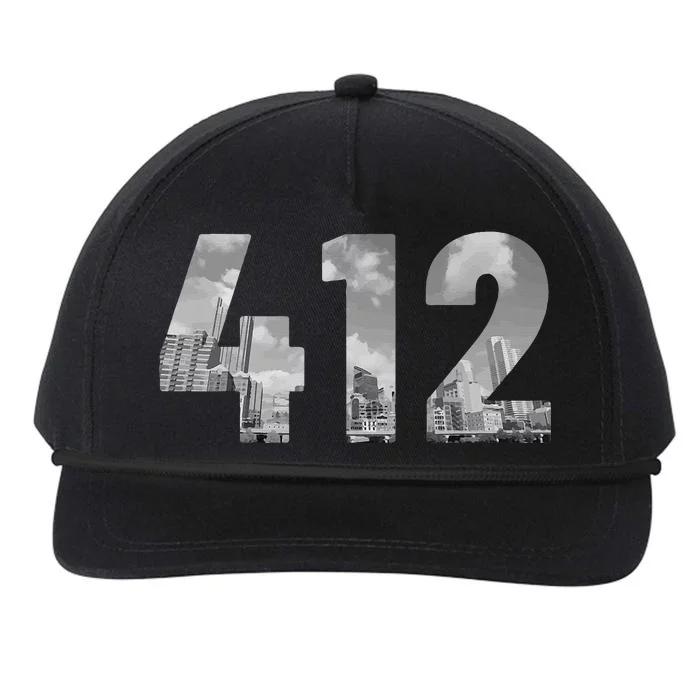 Pittsburgh 412 Area Code Skyline Pennsylvania Vintage Snapback Five-Panel Rope Hat