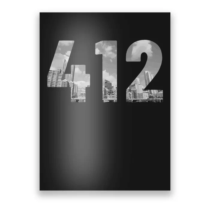 Pittsburgh 412 Area Code Skyline Pennsylvania Vintage Poster