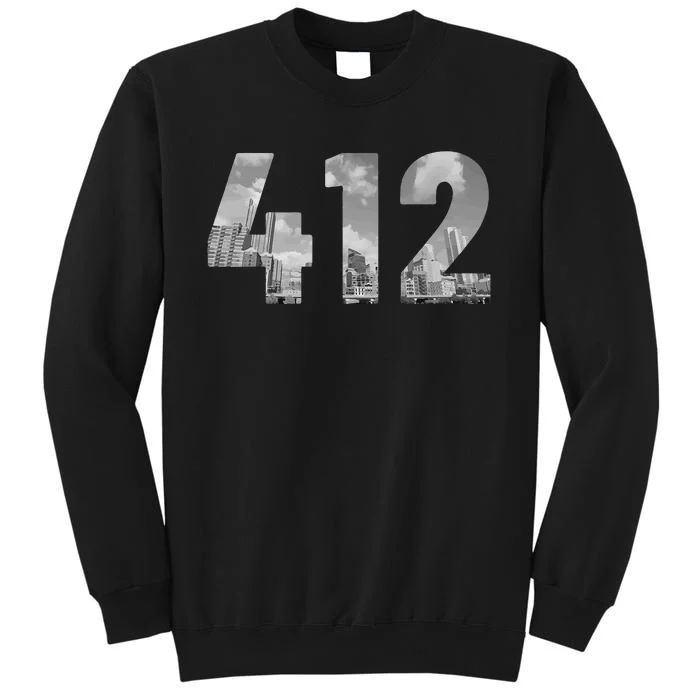 Pittsburgh 412 Area Code Skyline Pennsylvania Vintage Tall Sweatshirt