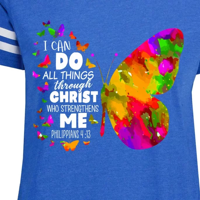 Philippians 4gift13 Butterfly Christ Bible Verse Gift Gift Enza Ladies Jersey Football T-Shirt