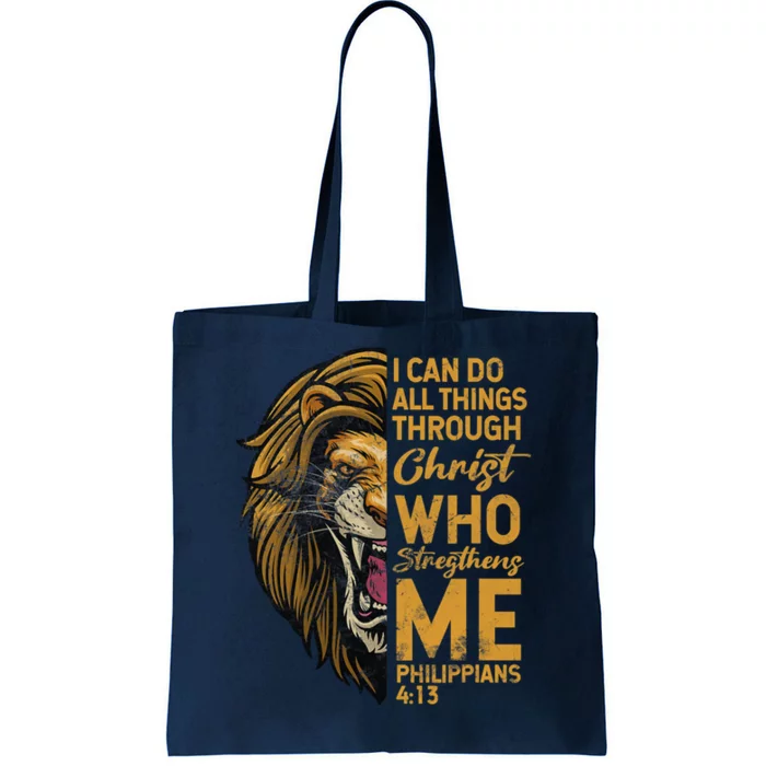 Philippians 413 Bible Quote Scriptures Christian Tote Bag