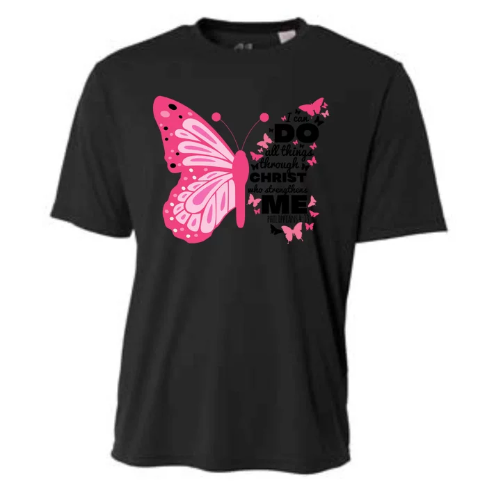 Philippians 4:13 Butterfly Christ Bible Verse Gift Gift Cooling Performance Crew T-Shirt