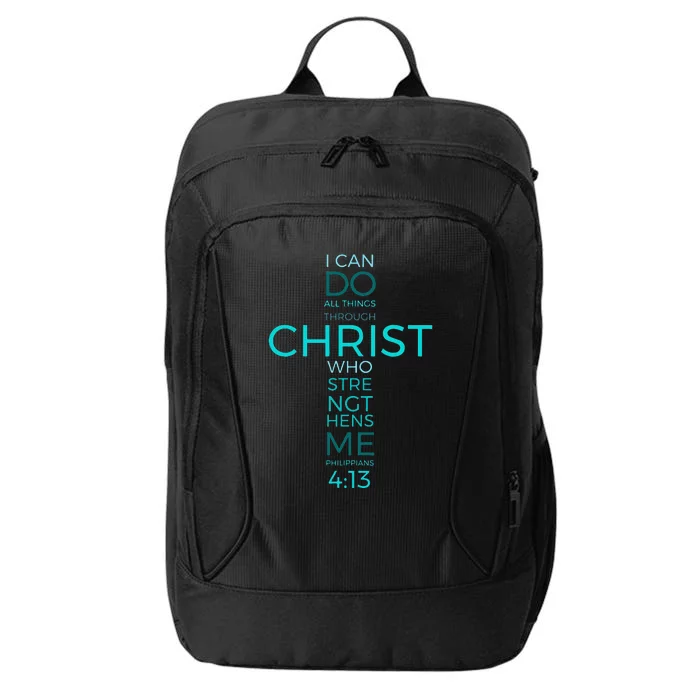 Philippians 413 Bible Verse Inspirational Strength City Backpack