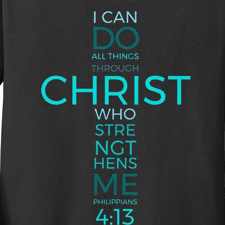 Philippians 413 Bible Verse Inspirational Strength Kids Long Sleeve Shirt