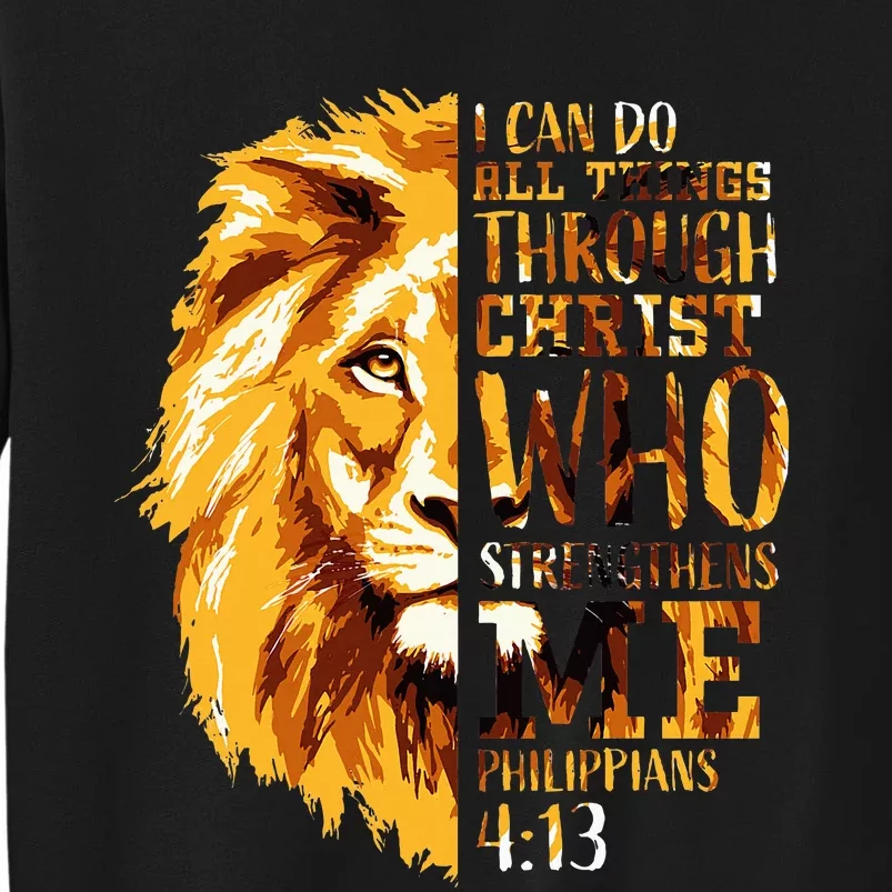 Philippians 413 Christian Bible Verse Gift Lion Husband Sweatshirt