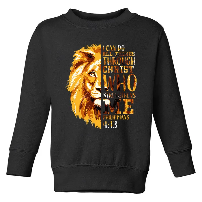 Philippians 413 Christian Bible Verse Gift Lion Husband Toddler Sweatshirt