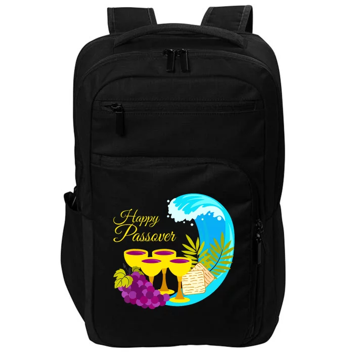 Passover 4 Cups With Matzo And Red Sea Wave Passover Impact Tech Backpack