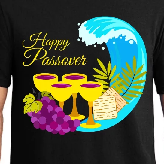 Passover 4 Cups With Matzo And Red Sea Wave Passover Pajama Set