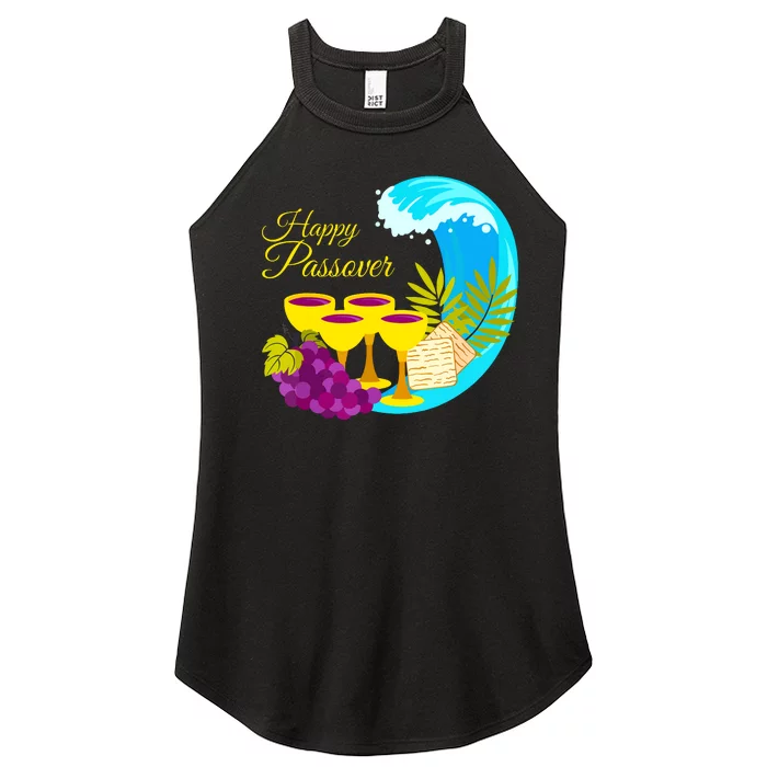 Passover 4 Cups With Matzo And Red Sea Wave Passover Women’s Perfect Tri Rocker Tank