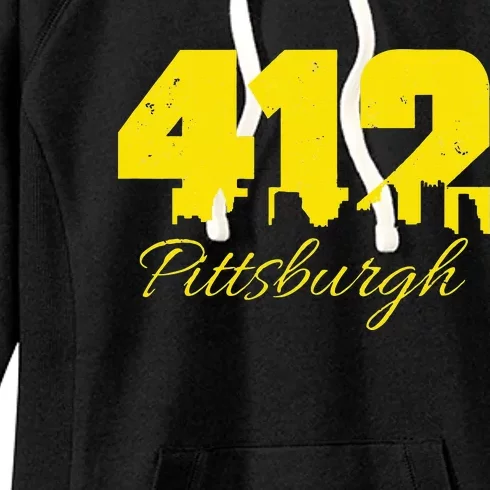 Pittsburgh 412 City Skyline Yellow Pittsburgh Women's Fleece Hoodie