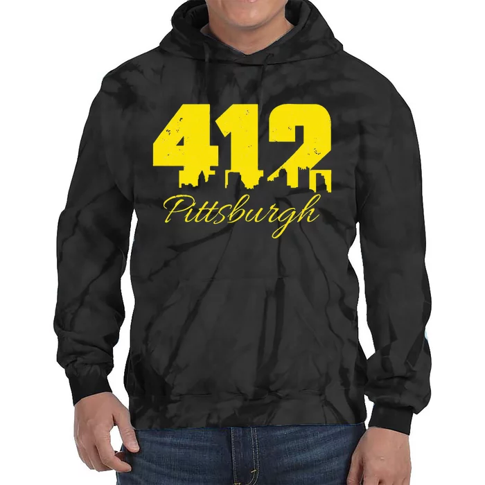 Pittsburgh 412 City Skyline Yellow Pittsburgh Tie Dye Hoodie