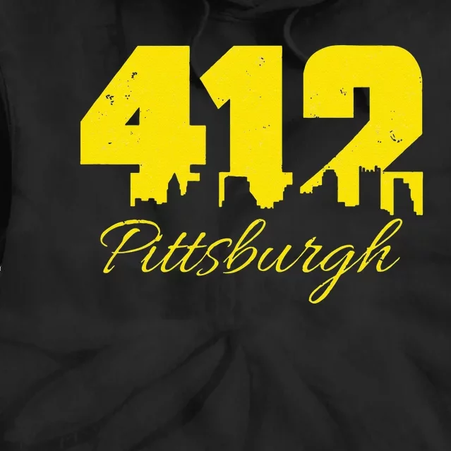 Pittsburgh 412 City Skyline Yellow Pittsburgh Tie Dye Hoodie