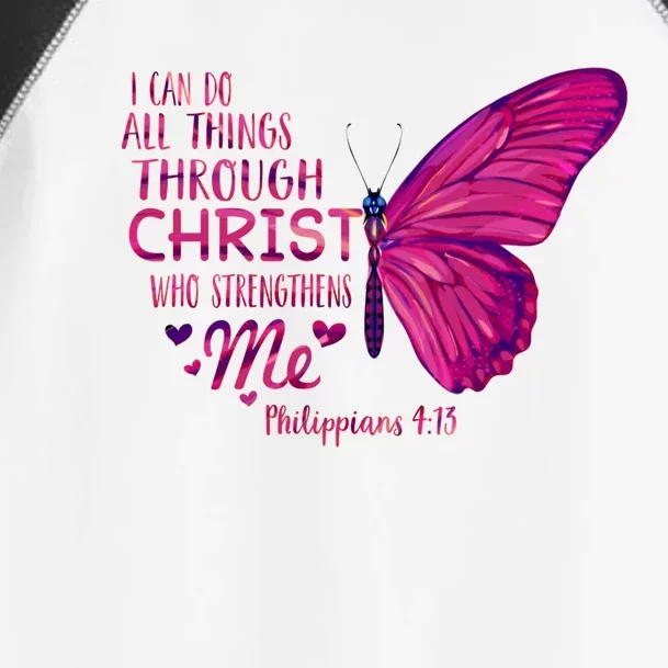 Philippians 4gift13 Christian Bible Verse Gift Butterfly Christ Funny Gift Toddler Fine Jersey T-Shirt