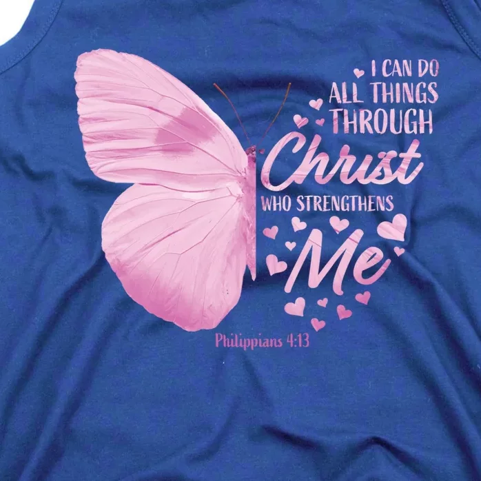 Philippians 4:13 Christian Bible Verse Funny Gift Butterfly Gift Tank Top