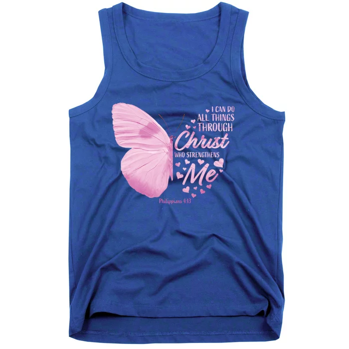 Philippians 4:13 Christian Bible Verse Funny Gift Butterfly Gift Tank Top